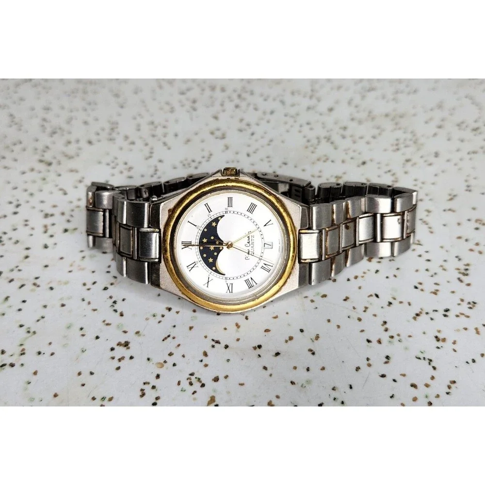 Vintage Pierre Cardin Moon Phase Calendar Quartz Wrist Watch *No Battery*